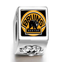 Boston Bruins Logo Flower Silver Photo Charm