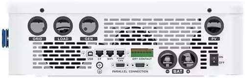 Bottom view of the GOLDEN ENERGY SRNE ASP Series Hybrid Inverter with connection ports