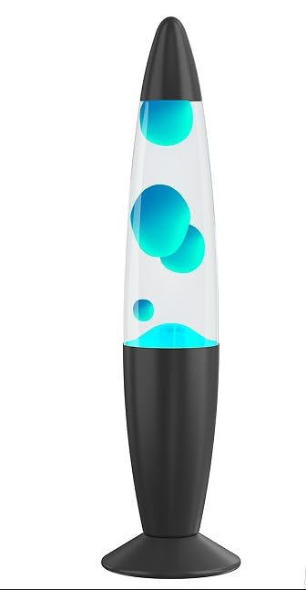 Kyzfy 13-Inch Liquid Motion Lamp,Magma Lamp, Mood Relaxation Light?Suitable for Home Decoration, Living Room, Office, Bedroom, café (White Water Blue Wax/Black, 13 inches)