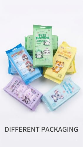 Image of ​Mini Wet Wipes for Kids and Adults (64 Count, 8 Packs of 8) - Portable Pocket Size Water Tissues, Alcohol & Fragrance Free, Sensitive Skin Safe Travel Wipes for Hand and Face Cleansing