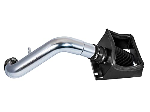 Cold Air Intake System with Heat Shield Kit + Filter Combo BLACK Compatible For 11-14 Ford F150 5.0L V8