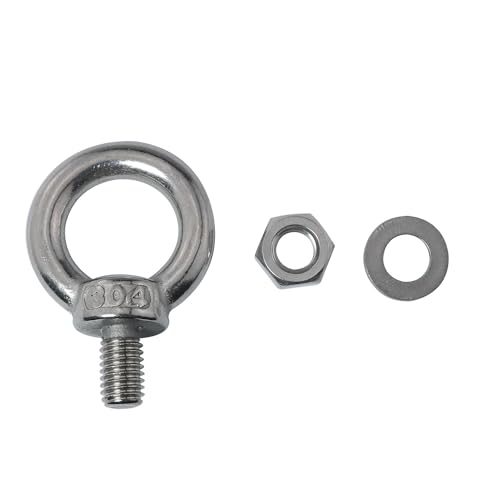 Image of 6PCS Screw Eye Bolts Stainless Steel Ring Eye Bolt Screw Eyebolt Stainless Steel Heavy Duty Eye Bolt with Nuts Male Screw Thread Ring Shoulder Eye Bolts for Straps Swing Chair, M8