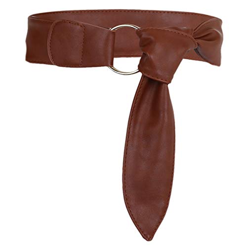 KYEYGWO Robe pour femme de 6 cm de large, ceinture réglable en cuir synthétique avec double anneau et boucle en métal, Marron (longueur : 105 cm), taille unique Cover