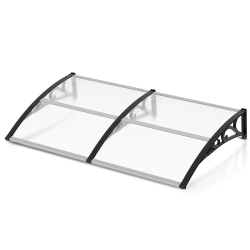 Jiubiaz Vordach für Haustür 200x100 cm, Polycarbonat Pultvordach Überdachung 5 mm, PP Halterung, Transparentes Pultbogenvordach, Extrem witterungsbeständig, schützt vor Regen, Schnee und UV-Strahlen