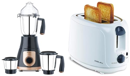 Bajaj GX-3701 750W Mixer Grinder with Nutri-Pro Feature, 3 Jars, ...