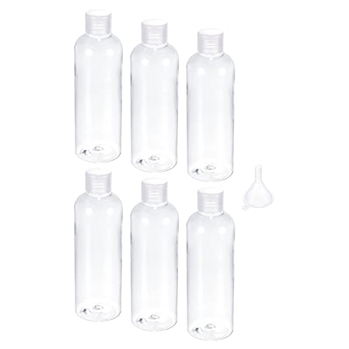 M METERXITY 6個入りのプラスチック製空き絞りボトル - シャンプー用クリアトラベルボトルコンテナ(200ml 48 x130mm)と漏斗 出張用