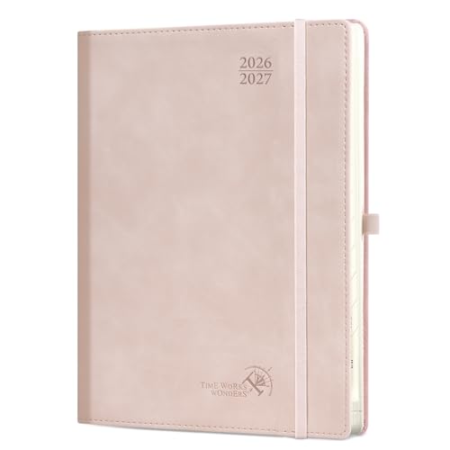POPRUN Lehrerkalender 2026 2027 A4 auf Deutsch - Lehrerplaner 26/27 für die Vorbereitung mit Monatliches Register. Schulplaner mit PU-Leder Softcover für Lehrerinnen und Lehrer (Zartrosa)
