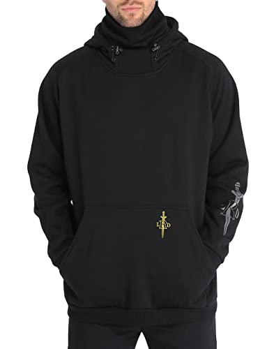 LRD Moletom com capuz de lã com máscara para homens polainas embutidas, moletom tático de pesca, Pre