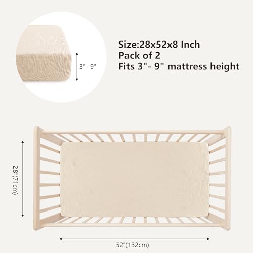 Image of Bearmoss Muslin Crib Sheets - 100% Cotton Baby Crib Sheets Fitted for Standard Crib Mattress & Toddler Bed Mattress 52 inchx28 inch Soft Breathable Crib Sheet Neutral for Boys Girls - 2 Pack (Goose White)