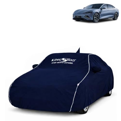 Image of KINGSWAY Super Waterproof Car Cover Only with BYD Seal (Year 2024 Onwards - All Model) | Mirror and Antenna Pockets | All Weather Car Body Cover with Silver Piping | Blue