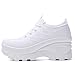 Women's Chunky Platform Comfort Orthopedic Wedge Walking Shoes Fashion Knitted Breathable Lace Up Lug Sole Casual Non-Slip Running Shoes With Arch Support (White, Adult, Women, 5, Numeric, US Footwear Size System, Medium)
