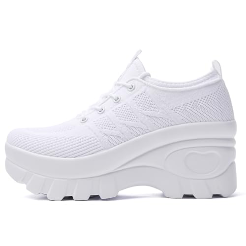 Image of Women's Breathable Platform Walking Shoes Comfort Platform Sneakers