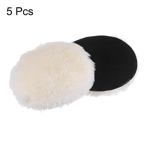 Image of HARFINGTON 5pcs Wool Buffing Pads, 7 inch Wool Polishing Pad Soft Buffing Pads Polishing Wheel with Hook and Loop Polishing, Buffing and Cutting for Car, Furniture