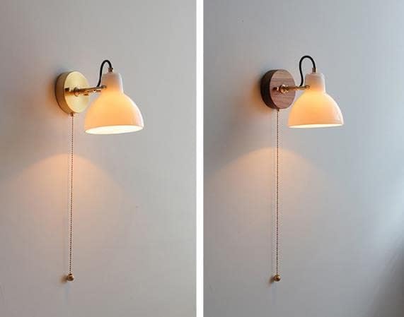 プルスイッチ付きヴィンテージウォールライト、ガラスランプシェード付きレトロウォールランプ、E14寝室ベッドサイドランプ、調節可能なホ