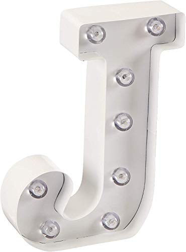 Darice White Metal Marquee Letter – J - 9.87” Tall, White Finish
