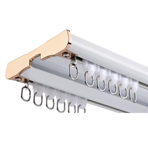 Rieles de Cortina Doble for Techo Riel de Cortina 2m,3.0m Pista de Cortina de Aluminio Silencio 3.5m,4.40m,6m Dormitorio, Doble Riel de Cortina Lujoso Divisor Pesado(Blanco,1.5m)