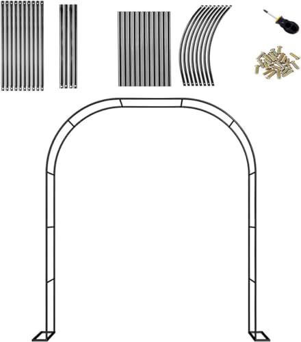 WCQSYY Arco da Giardino in Metallo,Arco per Rose per Piante Rampicanti,Resistente Padiglione da Giardino,Traliccio,Pergolati alle Intemperie E Autoportante,con Base,Facile da Montare,Nero,W3.5M*H2.2M