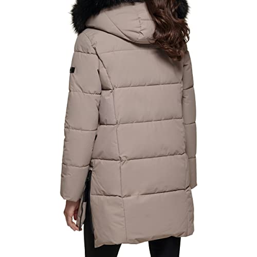 DKNY Women's Faux Fur Hood Long Down Puffer Coat4