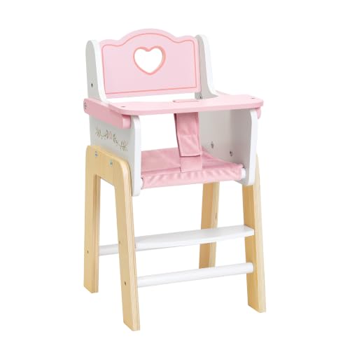 Image of OOOK Wooden Baby Doll High Chair, Doll Feeding Chair Fits Dolls up to 51 cm