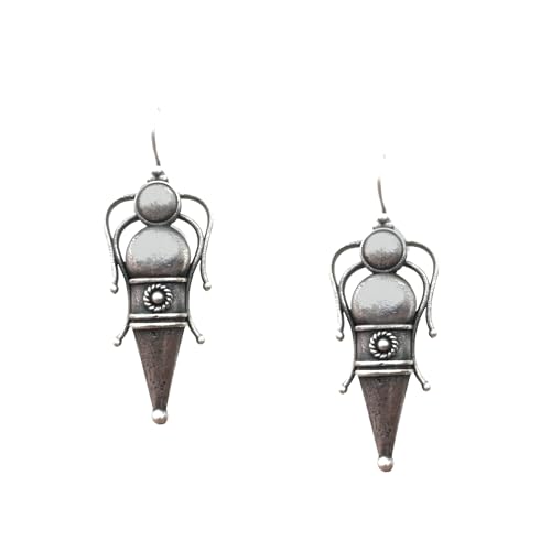 Dulcett Oxidised Earrings for Women | Stylish Black Metal Drop, H...