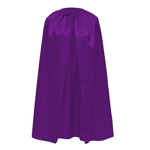 Capa preta com capuz para disfarce vampiro homem, capa medieval mulher para o Halloween, capa reversível, preta vermelha verde roxo azul para disfarce de bruxa, 140 cm, Capa de cetim roxo