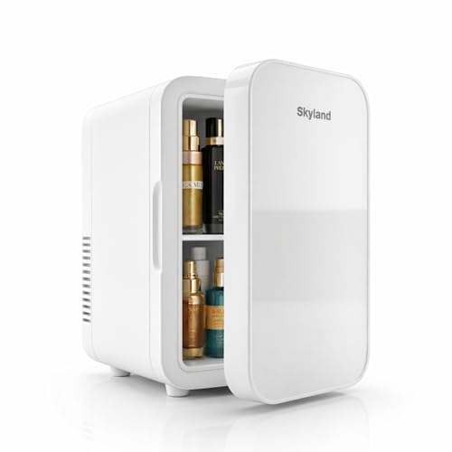 Skyland Mini Fridge 6 Liter/8 Can New Upgraded Skincare Fridge AC/DC Portable Cooler & Warmer for Skin Care Cosmetics Beverage Food Great for Bedroom Office Dorm (White)