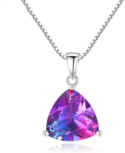 Collier argent 925 anti-ternissement triangle arc-en-ciel délicat