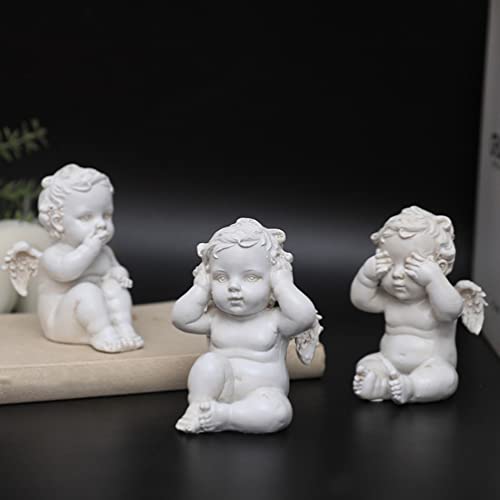VALICLUD 3 Pcs Sábio Anjo Estátua Resina Não Ouvir Mal Não Ouvir Mal Não Falar Nenhum Mal Anjos Figu
