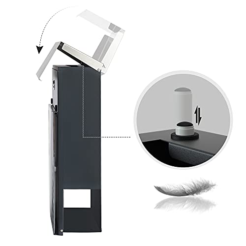 SONGMICS Brievenbus, wandbus met venster, van roestvrij staal, voor de voordeur, met slot en sleutels, zilver-antraciet… - Afbeelding 5