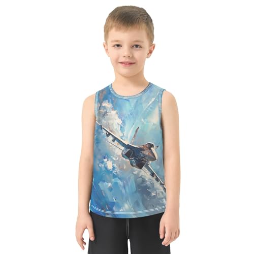 Boys' Tank Top Shirt Fighter Jet Soaring in The Sky Sleeveless T-Shirts2