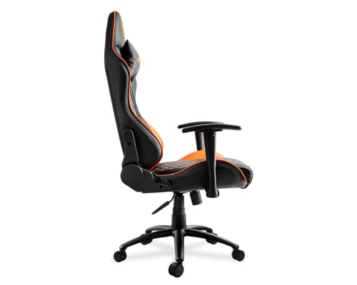Image of COUGAR Outrider Black Comfortable and Durable Gaming Chair, Steel Frame, Metal Base, Reclining Backrest, Breathable Premium PVC Leather, Adjustable Neck & Lumbar Pillow - (Black & Orange)
