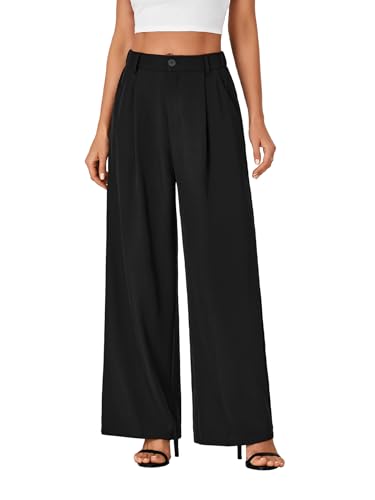 Rooscier Women's Wide Leg Pants High Elastic Waisted Business Work Trousers Long Straight Suit Pants2
