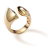 COBI Chunky Dome Rings for Women, Wide Band Statement Ring, 18K Gold Silver Plated, Bold Fashion Cocktail Ring, Trendy Fashion Jewelry Gift, Size 8