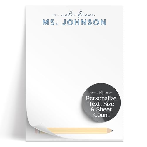 Personalized Cute Colorful Pencil Notepad Gifts for Teacher, Pers...