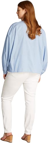 Tommy Hilfiger Damen Bluse V-Neck Balloon Blouse V-Ausschnitt, Blau (Ivy STP/Vessel Blue), 48 – Ansicht 6