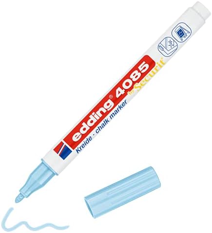 edding 4085 chalk marker - white - 1 chalk pen - round tip 1-2 mm - fine-tipped wet wipe pen for chalkboards, windows, glass, mirrors - liquid chalk marker pens for opaque coverage