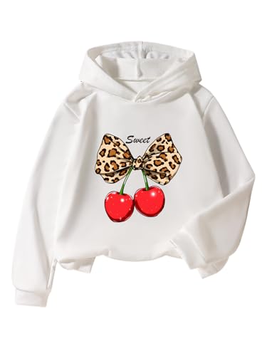 SweatyRocks Girl's Cute Graphic Print Hoodie Casual Long Sleeve Cherry Pullover Sweatshirts