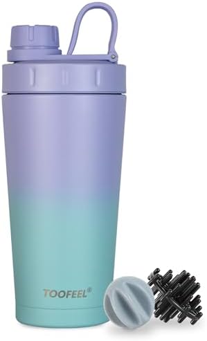 TOOFEEL Insulated Protein Shaker Bottle – 20 oz Double Walled Vacuum Metal, Keeps Cold/Hot, BPA Free Leakproof