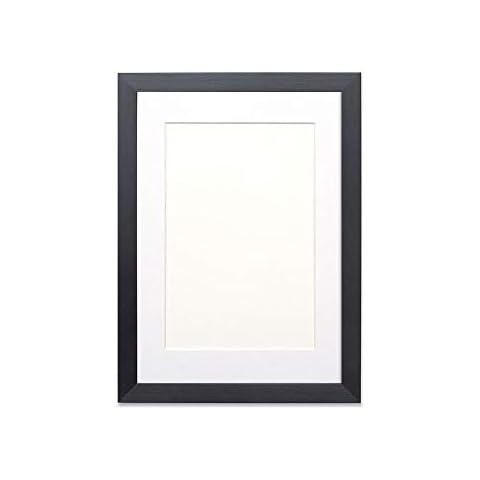 Paintings Frames Picture frame/photo frame/poster frame with bespoke Mount - Moulding measures 19mm wide and 15mm deep - Black Frame with White Mount- A3 for A4 pictures Cover