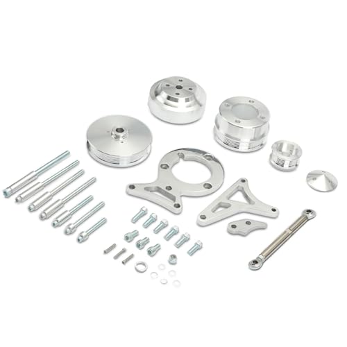 A-Premium Underdrive Pulley & Alternator Bracket & Power Steering Bracket Kit Compatible with 1979-1993 Ford Small Block 302 5.0L