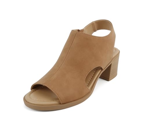 Image of CITYCLASSIFIED inchElect inch ~ Women's Peep Toe Laser Cut Geometric Caged Slingback Ankle Strap Low Stacked Heel Ankle Bootie