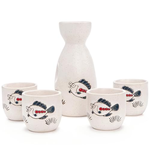 Cididu 5 Pieces Ceramic Japanese Sake Set