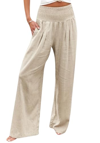 BOFETA Women's Fashion Wide Leg Pants Casual Business Trousers with Pocket Loose High Waisted Pants