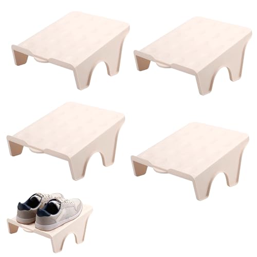 Huamirra Schuhschlitze Organizer, 4 Stück rutschfest Schuhhalter, Schuh Organizer Schublade, Platzsparend Shoes Lagerwerkzeuge, Schuhe Aufbewahrung für Zuhause, für Kleinere Schuhgrößen, Mandel