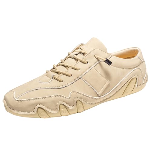 Zapatillas de deporte para hombre y mujer, talla grande, senderismo, zapatos de deporte, cordones, zapatos de correr antideslizantes, zapatos de montaña fitness sneakers, beige, 47 EU