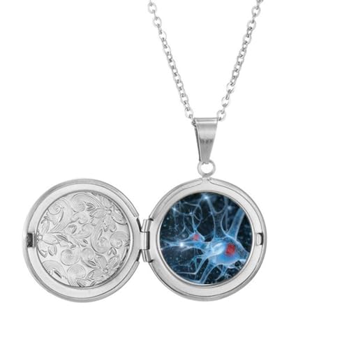 Collier médaillon avec motif de cellules cérébrales pour femme et étudiante