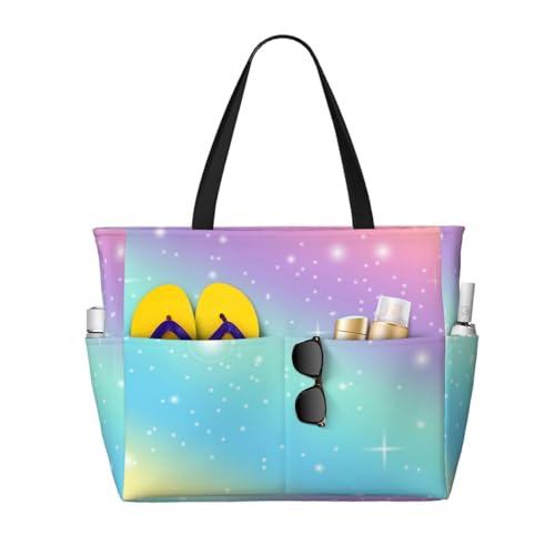 Grand sac de plage arc-en-ciel et sac à bandoulière fourre-tout pour femme