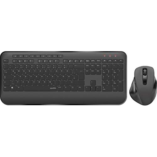 Speedlink NOBELA Deskset - DE-Layout - kabelloses Set aus 5-Tasten-Maus und Tastatur mit Handballenauflage, schwarz