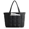 BAGSMART Expandable Tote Bag for Women, Puffer Work Tote Handbag, Quilted Carry On Bag for Travel Gym