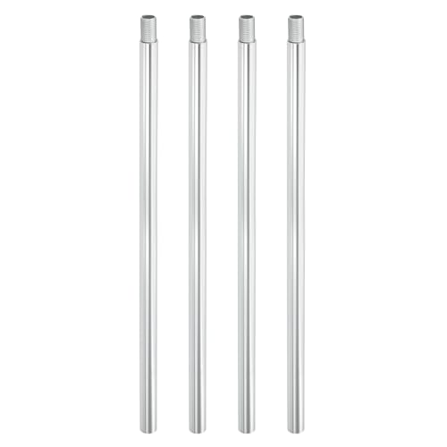 Image of PATIKIL Threaded Extension Rod, 4 Sets 10 inch M10 x 1mm Fine Thread Lamp Pipe with Lamp Pipe Nipples for Pendant Light Island Lighting Chandeliers Stems, Silver Tone